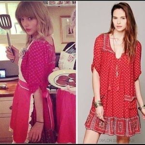 Free People Penny Lane Swing Dress in Red